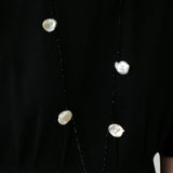 Large Petal Baroque Pearl Black Spinel Necklace-Gembea Jewelry