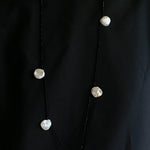 Large Petal Baroque Pearl Black Spinel Necklace-Gembea Jewelry