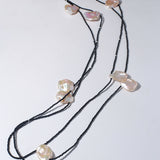Large Petal Baroque Pearl Black Spinel Necklace-Gembea Jewelry