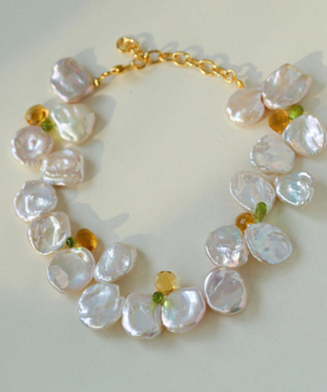 Large Petal Baroque Pearl Collarbone Choker Necklace - Gembea Jewelry