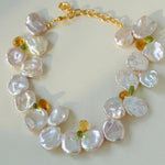 Large Petal Baroque Pearl Collarbone Choker Necklace - Gembea Jewelry
