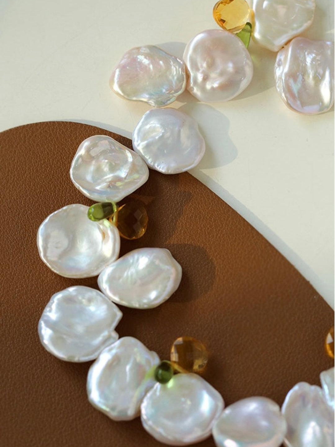 Large Petal Baroque Pearl Collarbone Choker Necklace - Gembea Jewelry