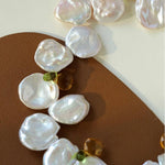 Large Petal Baroque Pearl Collarbone Choker Necklace - Gembea Jewelry