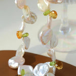 Large Petal Baroque Pearl Collarbone Choker Necklace - Gembea Jewelry