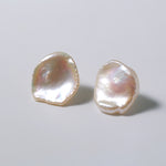 Large Petal Baroque Pearl Stud Earrings-Gembea Jewelry