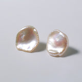 Large Petal Baroque Pearl Stud Earrings-Gembea Jewelry
