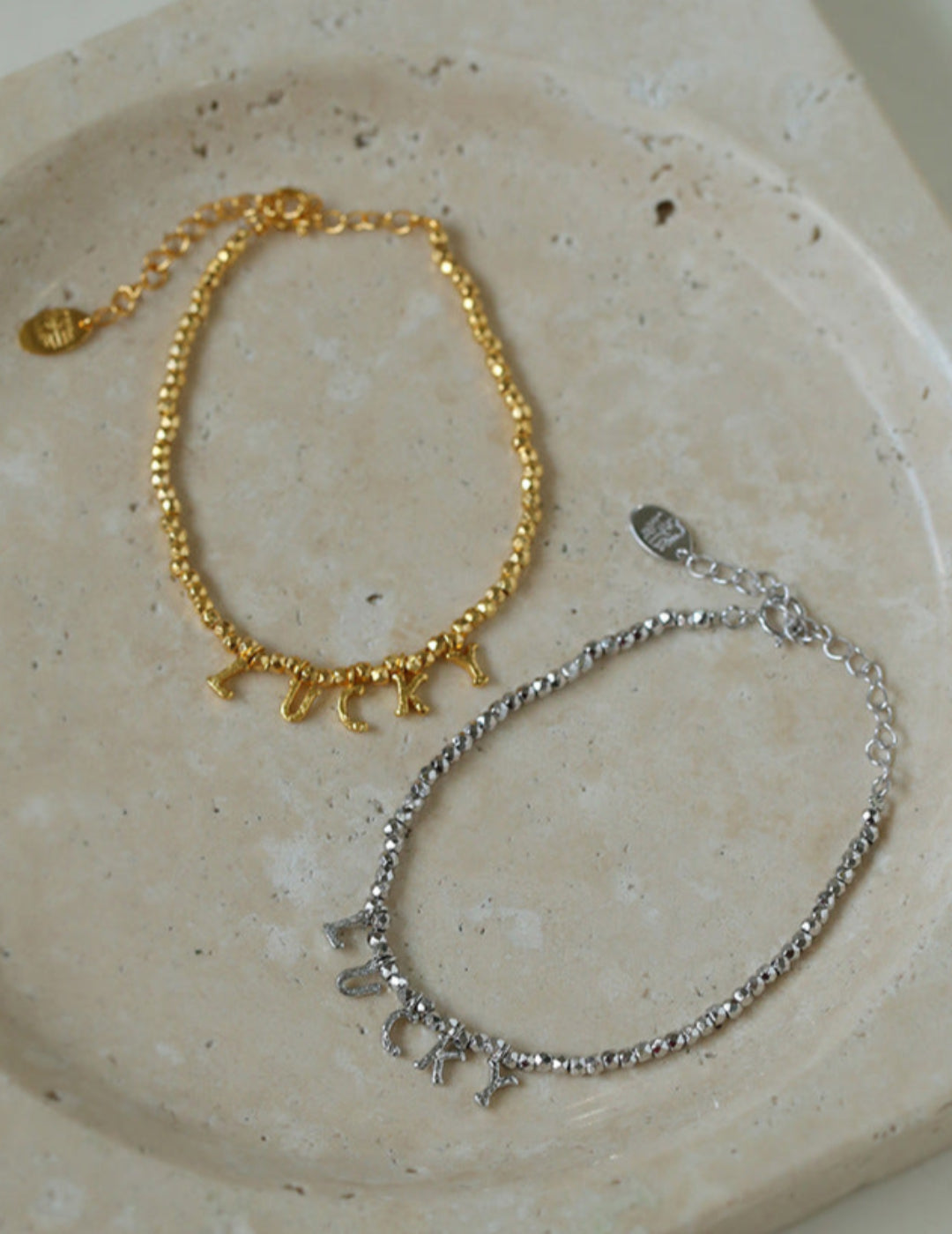 Laser Bead Lucky Letter Bracelet