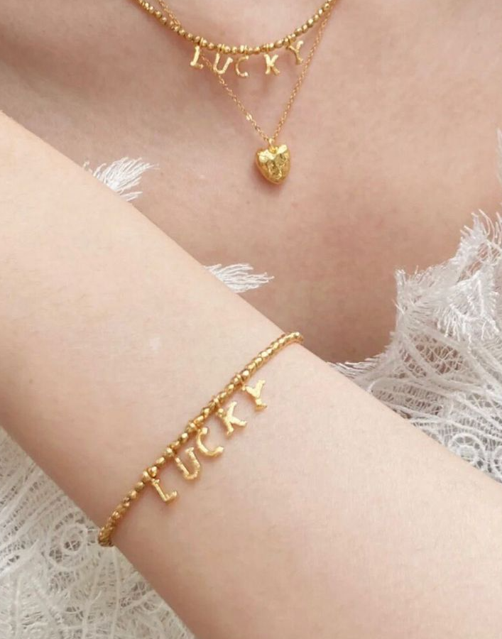 Laser Bead Lucky Letter Bracelet-Gembea Jewelry