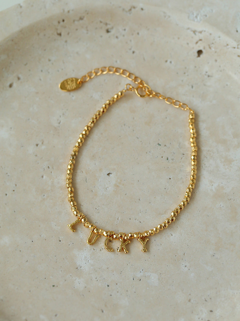 Laser Bead Lucky Letter Bracelet-Gembea Jewelry