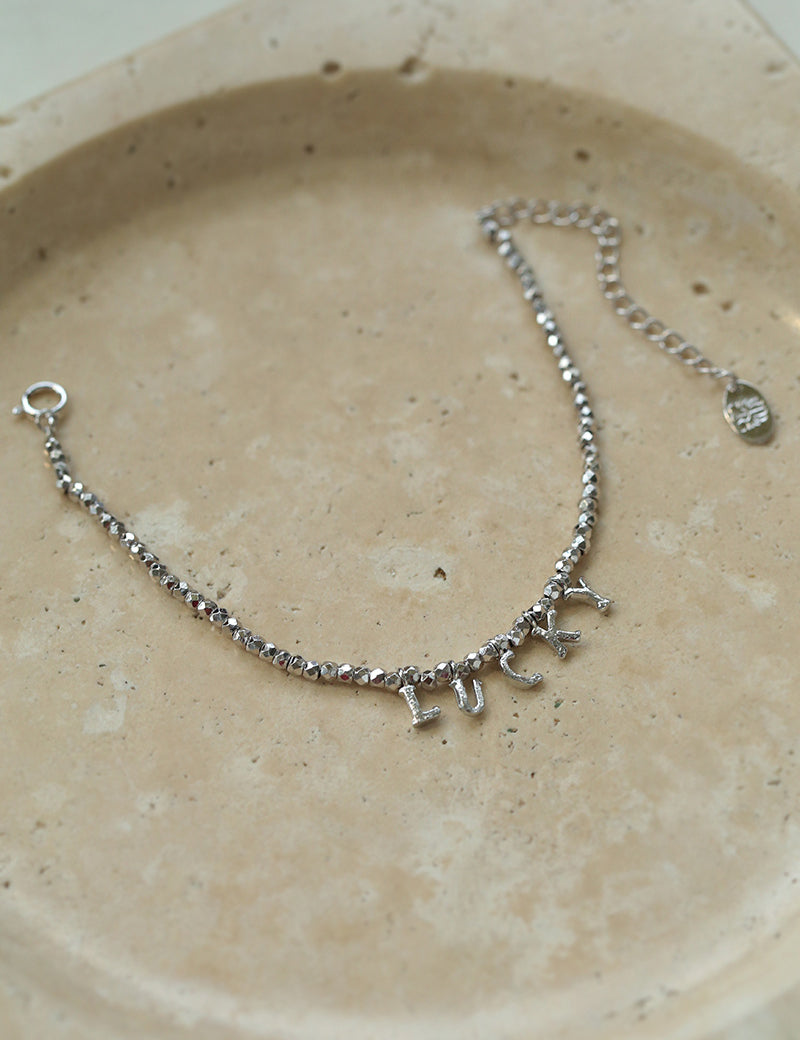 Laser Bead Lucky Letter Bracelet-Gembea Jewelry
