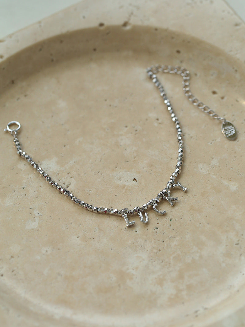 Laser Bead Lucky Letter Bracelet-Gembea Jewelry