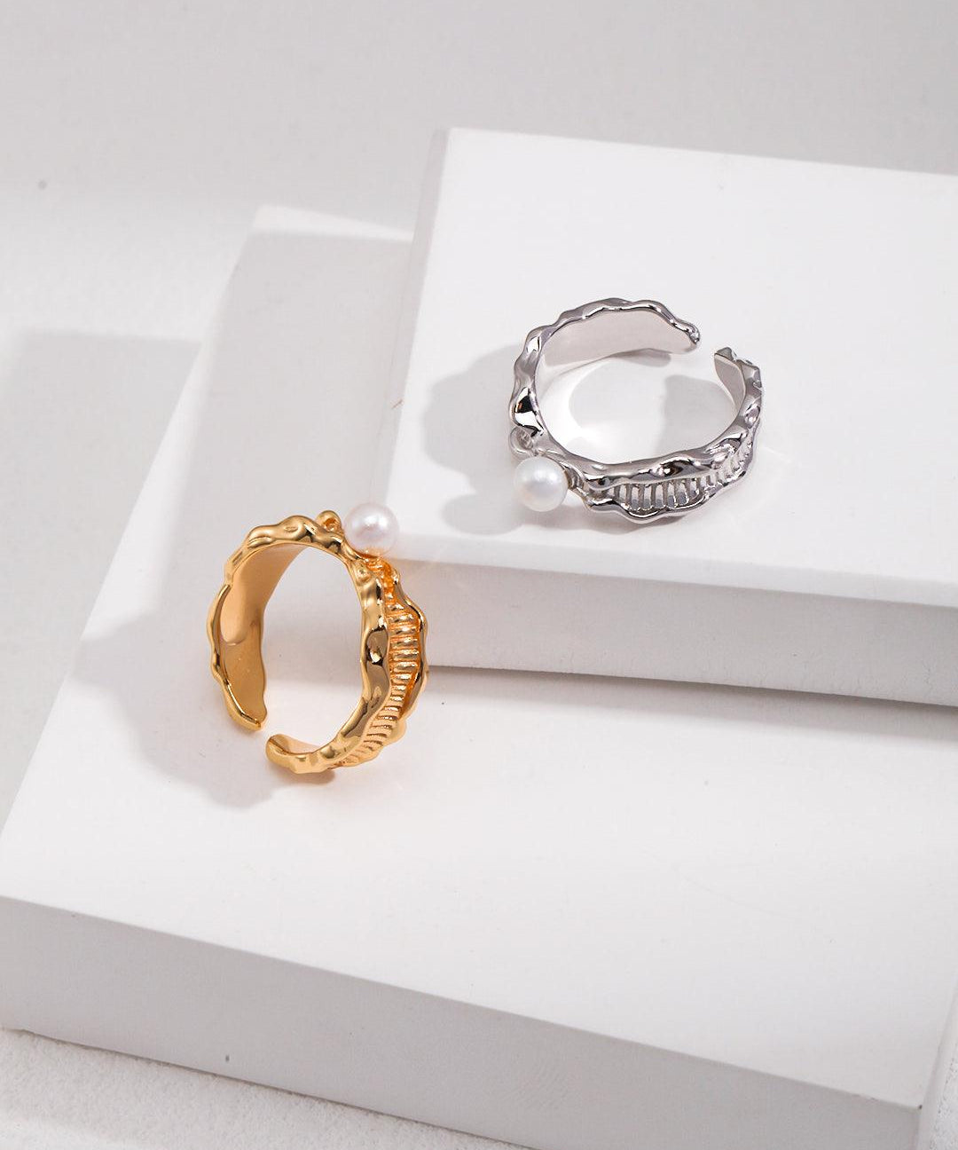 Lava Fluid Element Freshwater Pearl Rings - Gembea Jewelry
