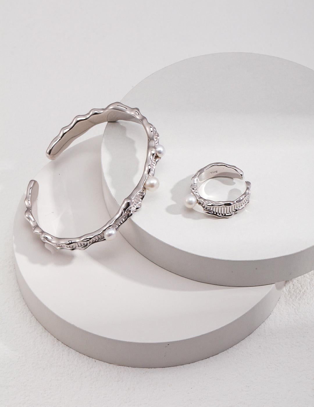 Lava Fluid Element Freshwater Pearl Rings - Gembea Jewelry
