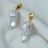 Lava Metal Baroque Pearl Drop Earrings - Gembea Jewelry