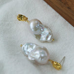 Lava Metal Baroque Pearl Drop Earrings - Gembea Jewelry