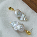 Lava Metal Baroque Pearl Drop Earrings - Gembea Jewelry
