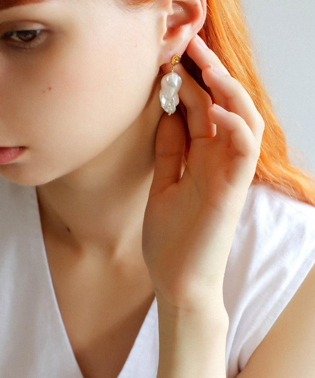 Lava Metal Baroque Pearl Drop Earrings - Gembea Jewelry
