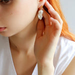 Lava Metal Baroque Pearl Drop Earrings - Gembea Jewelry
