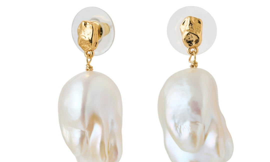 Lava Metal Baroque Pearl Drop Earrings gembea jewelry