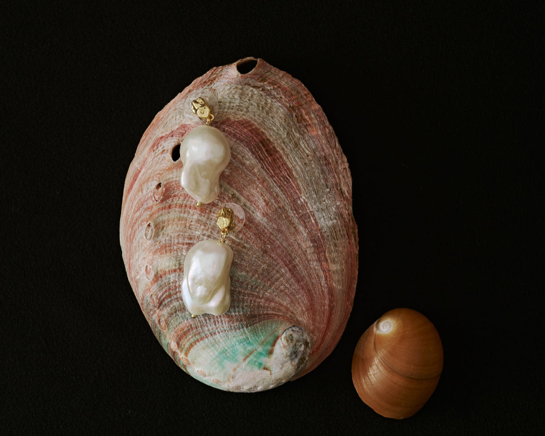 Lava Metal Baroque Pearl Drop Earrings gembea jewelry