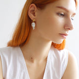 Lava Metal Baroque Pearl Drop Earrings - Gembea Jewelry