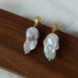 Lava Metal Baroque Pearl Drop Earrings - Gembea Jewelry