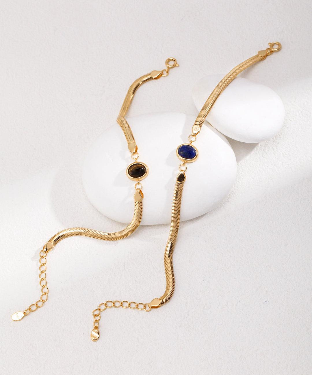 Tiger's eye Lapis Lazuli Chain Gemstone Bracelets - Gembea Jewelry
