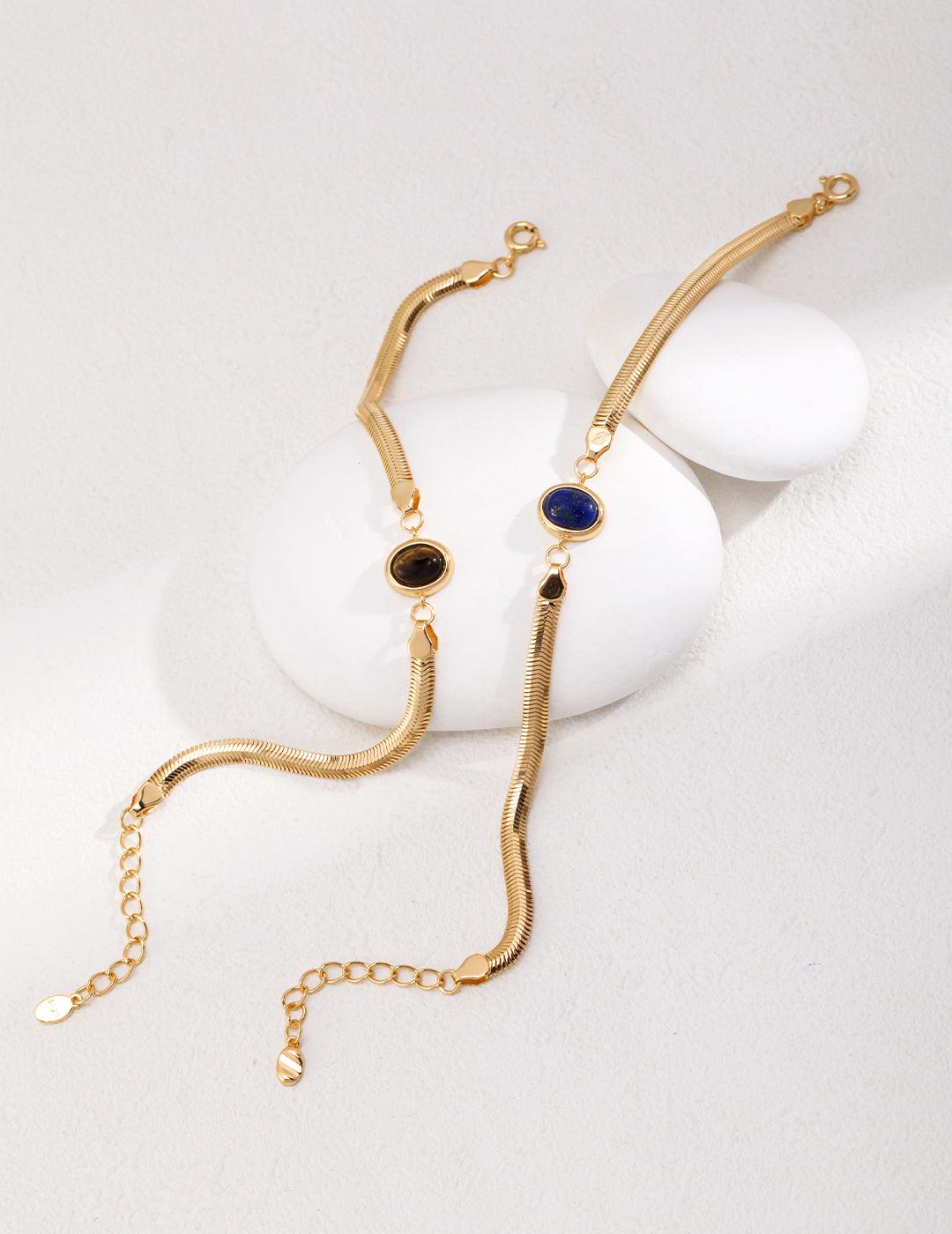 Tiger's eye Lapis Lazuli Chain Gemstone Bracelets - Gembea Jewelry