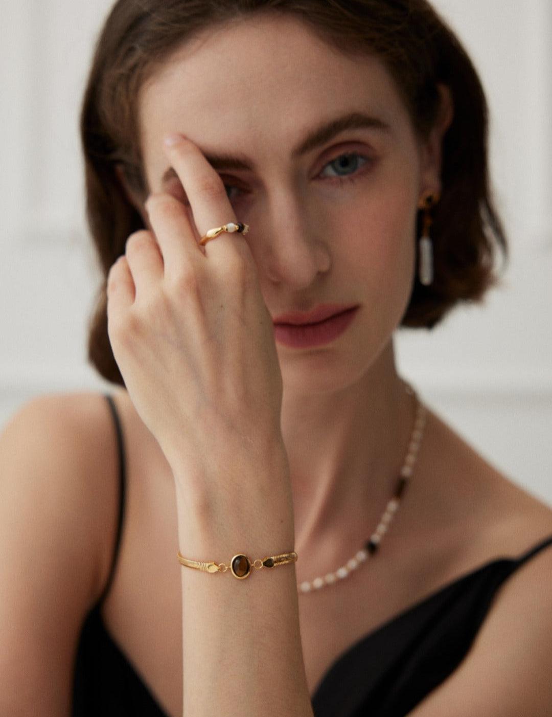 Tiger's eye Lapis Lazuli Chain Gemstone Bracelets - Gembea Jewelry