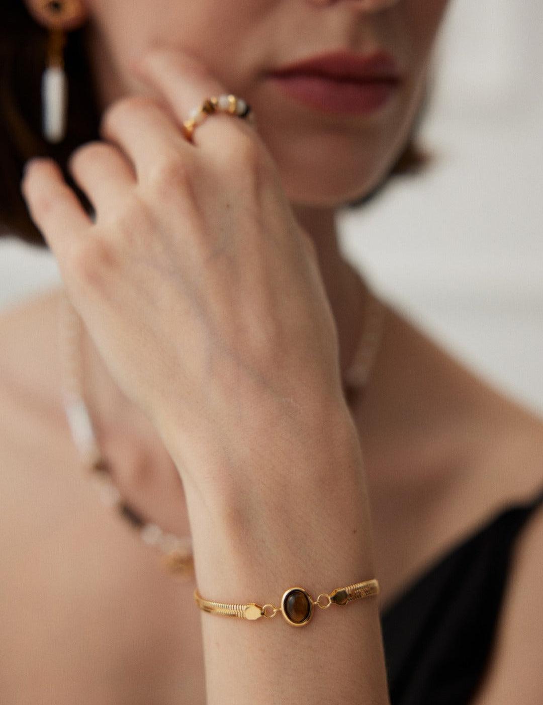 Tiger's eye Lapis Lazuli Chain Gemstone Bracelets - Gembea Jewelry
