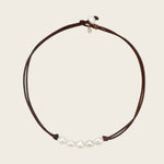 Leather Rope Natural Pearl Choker Necklace gembea jewelry