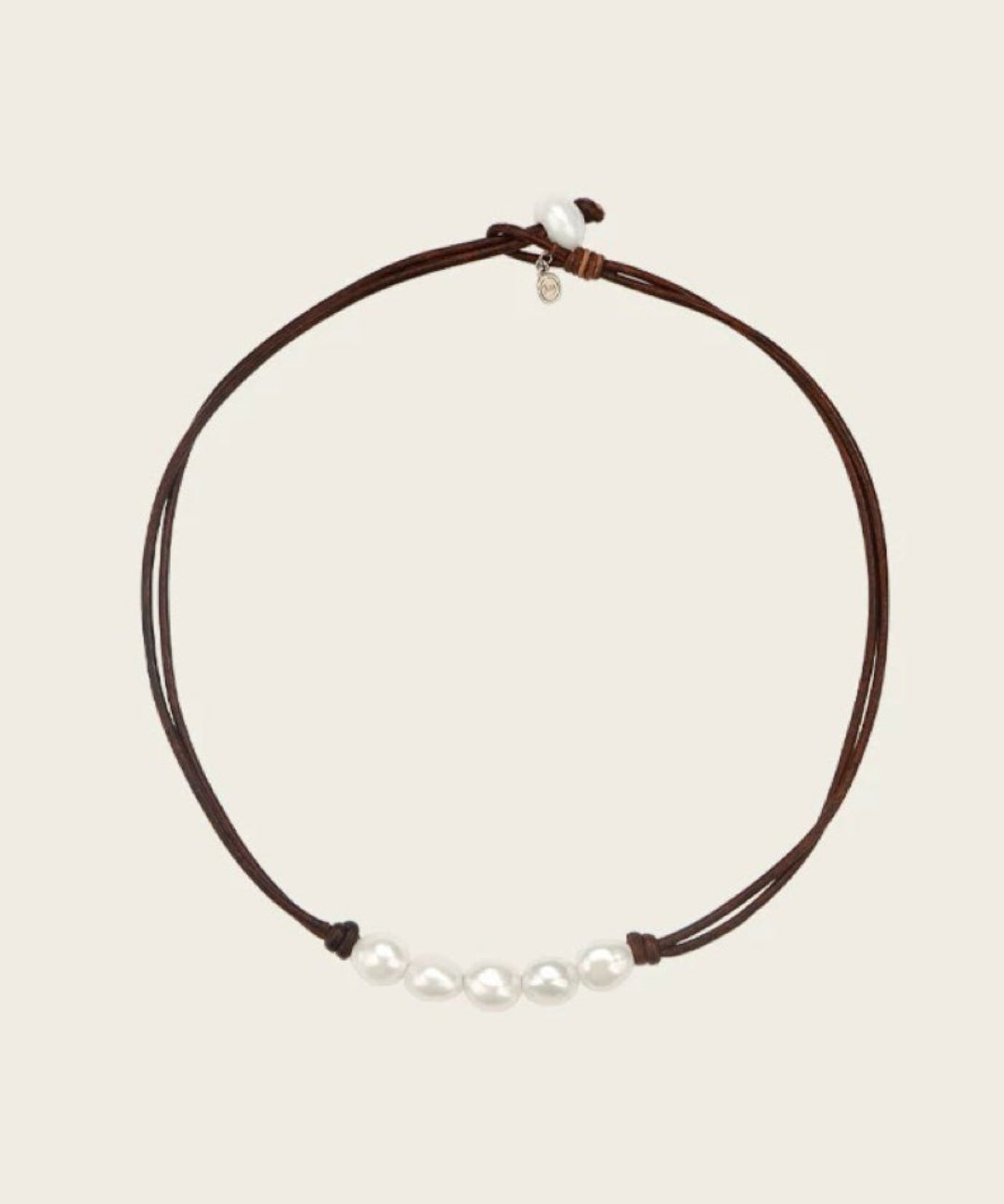 Leather Rope Natural Pearl Choker Necklace gembea jewelry