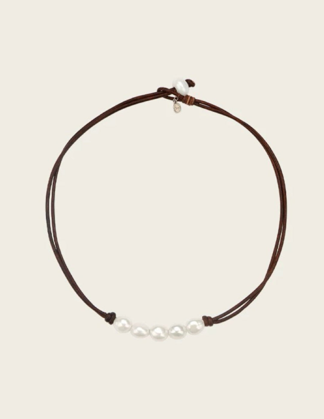 Leather Rope Natural Pearl Choker Necklace gembea jewelry