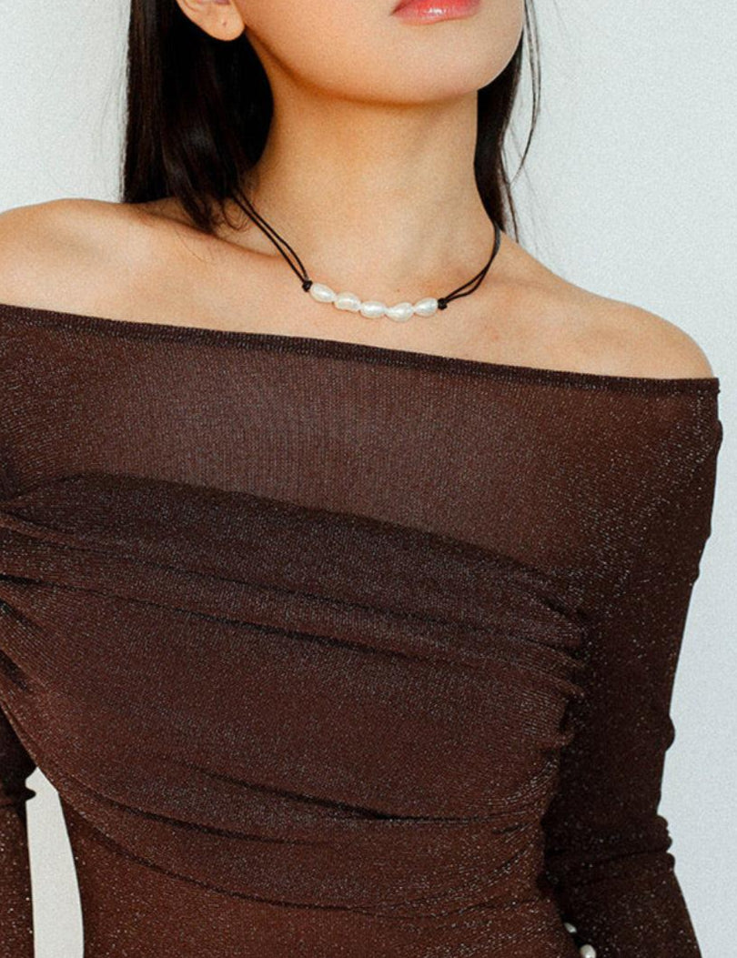 Short Handmade Leather Rope Natural Pearl Necklace - Gembea Jewelry