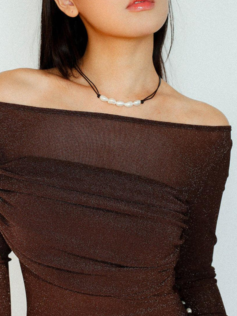 Short Handmade Leather Rope Natural Pearl Necklace - Gembea Jewelry