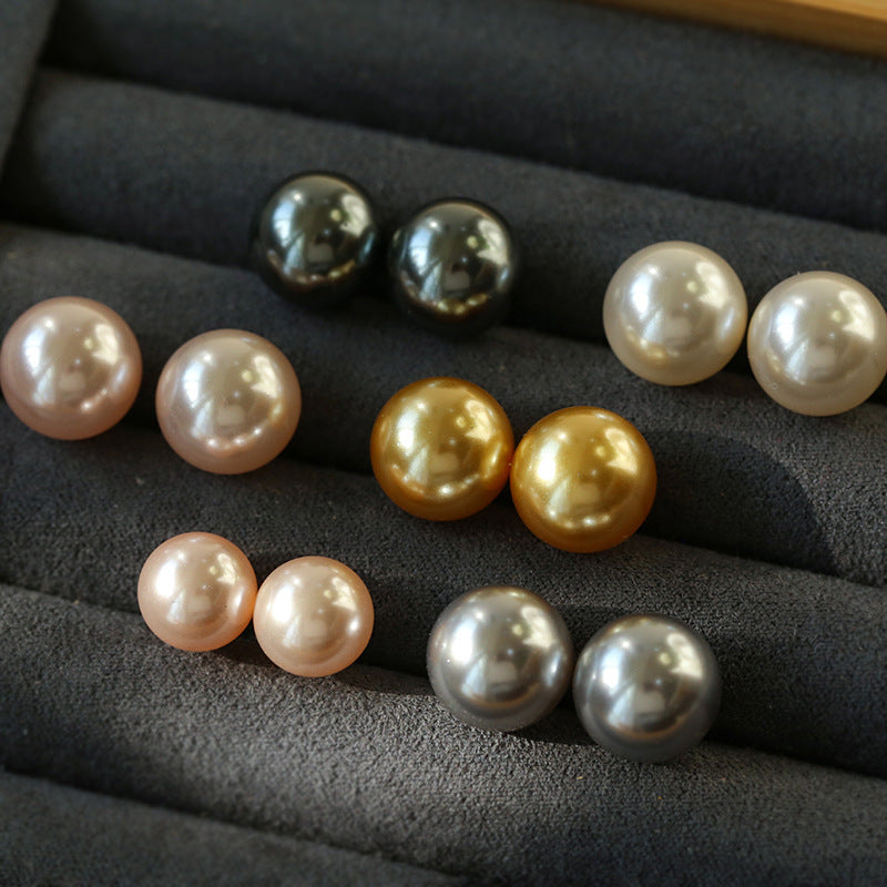 Light Artificial Pearl Stud Earrings-Gembea Jewelry