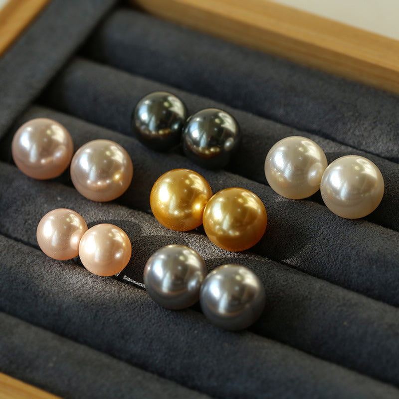 Light Artificial Pearl Stud Earrings-Gembea Jewelry