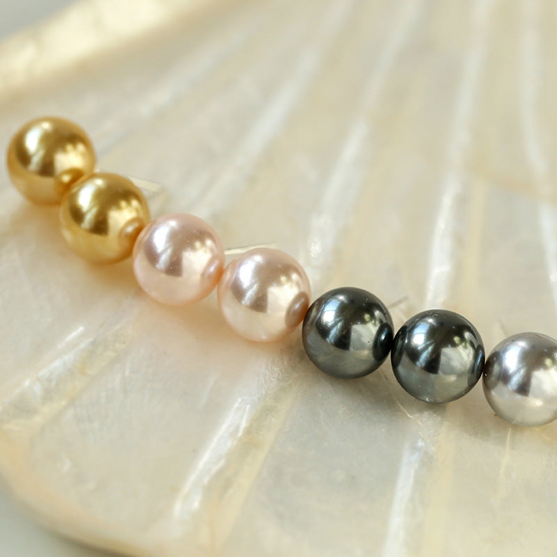 Light Artificial Pearl Stud Earrings-Gembea Jewelry