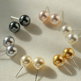 Light Artificial Pearl Stud Earrings-Gembea Jewelry