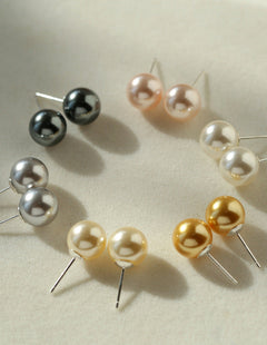 Light Artificial Pearl Stud Earrings-Gembea Jewelry