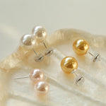 Light Artificial Pearl Stud Earrings-Gembea Jewelry