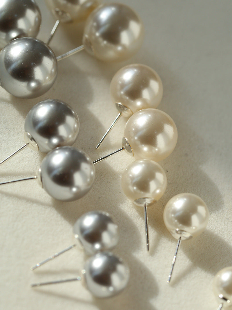 Light Artificial Pearl Stud Earrings-Gembea Jewelry