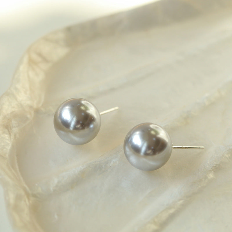 Light Artificial Pearl Stud Earrings-Gembea Jewelry