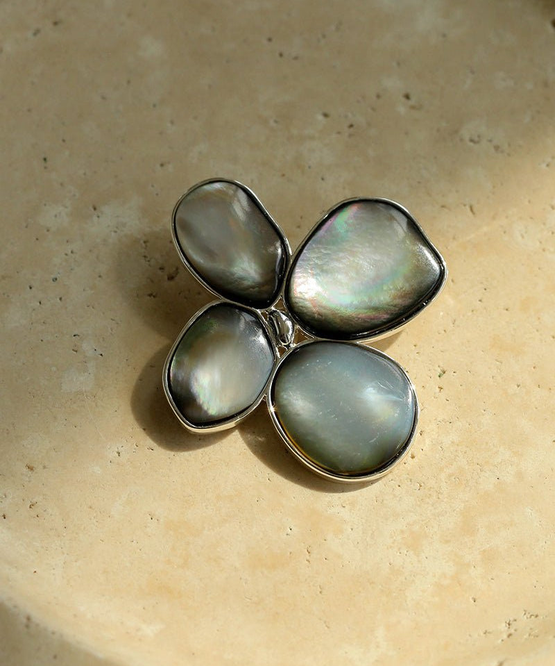 Lilac Blossom Gray Mother of pearl Brooch gembea jewelry