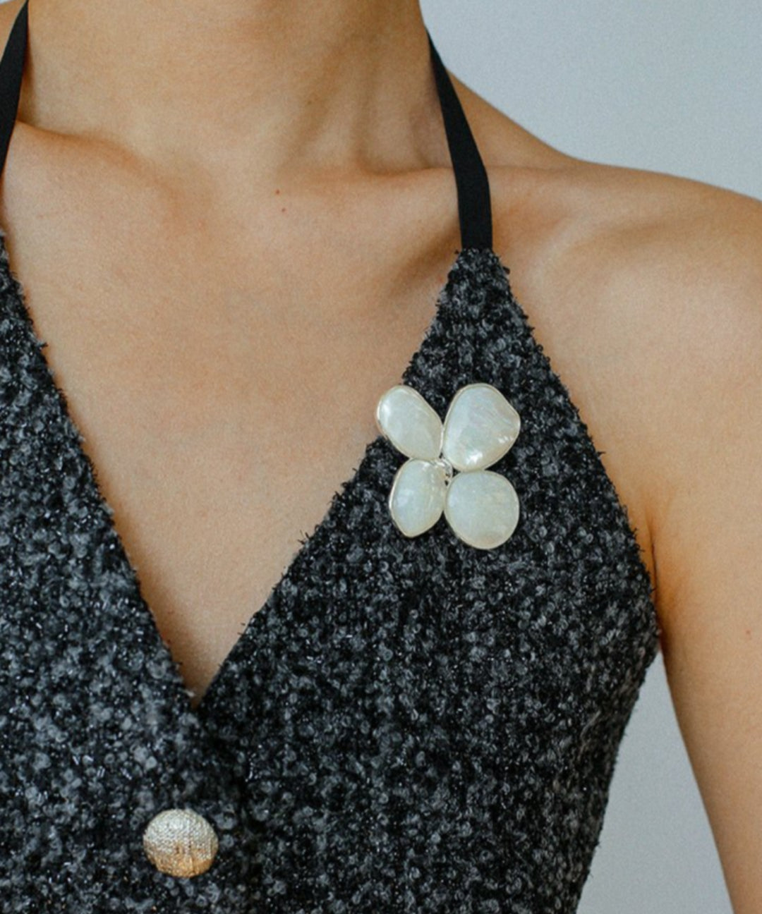 Lilac Blossom White Mother of pearl Brooch gembea jewelry