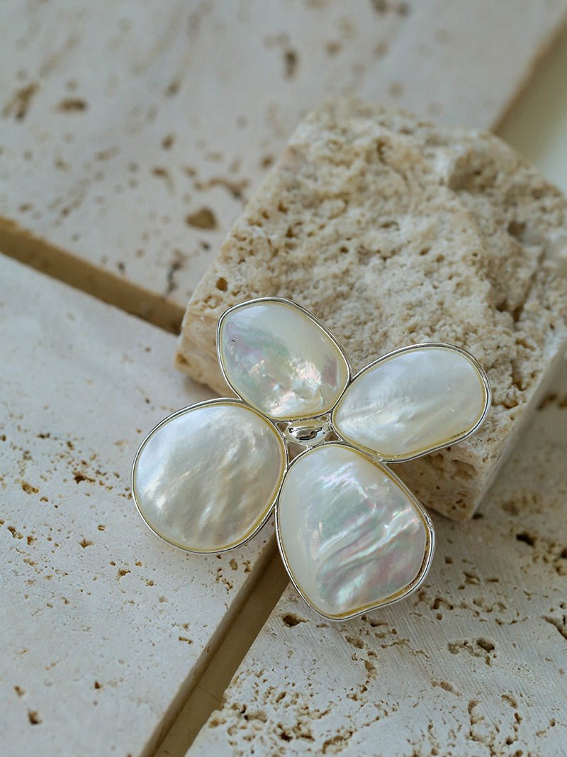 Lilac Blossom White Mother of pearl Brooch gembea jewelry