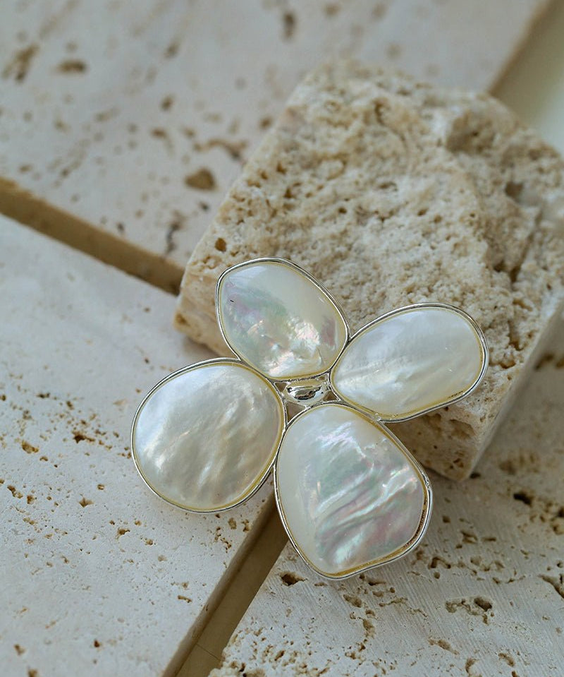 Lilac Blossom White Mother of pearl Brooch gembea jewelry
