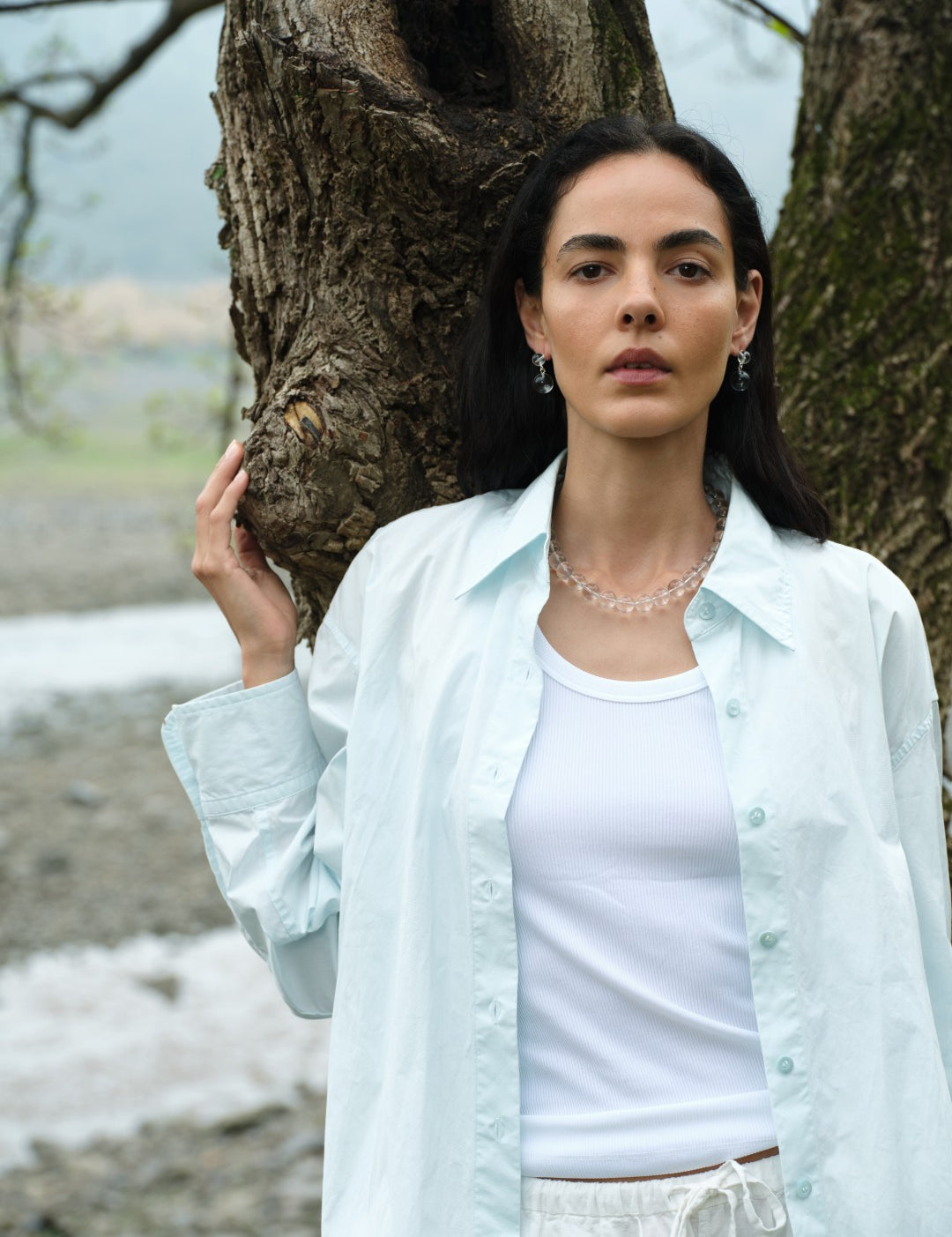 Lily Dew White Crystal Beaded Necklace gembea jewelry