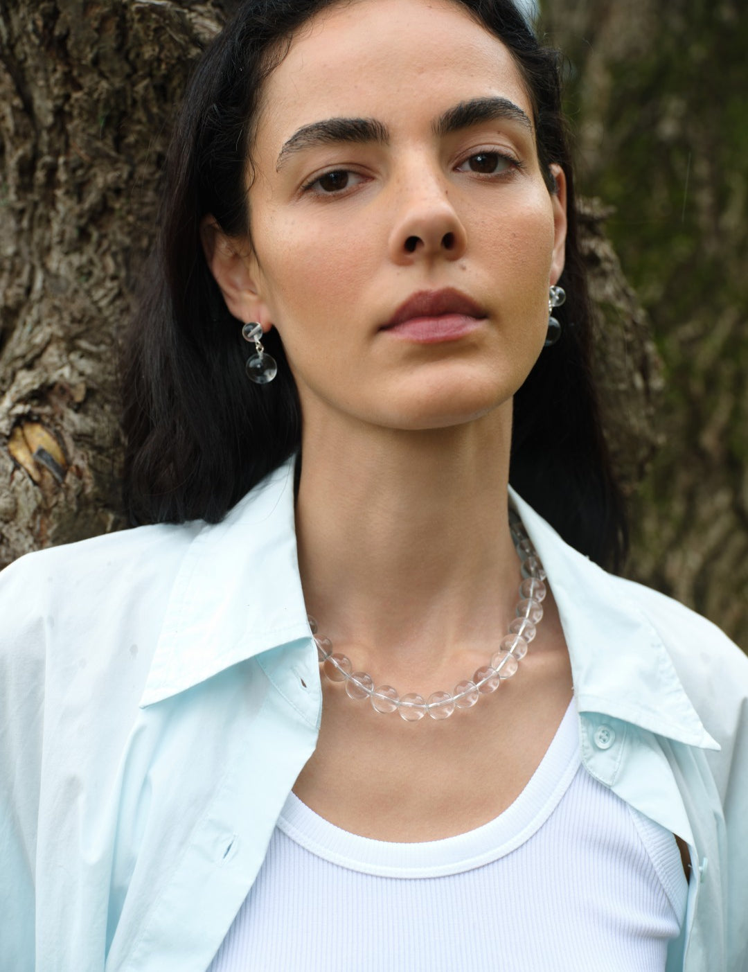 Lily Dew White Crystal Beaded Necklace gembea jewelry