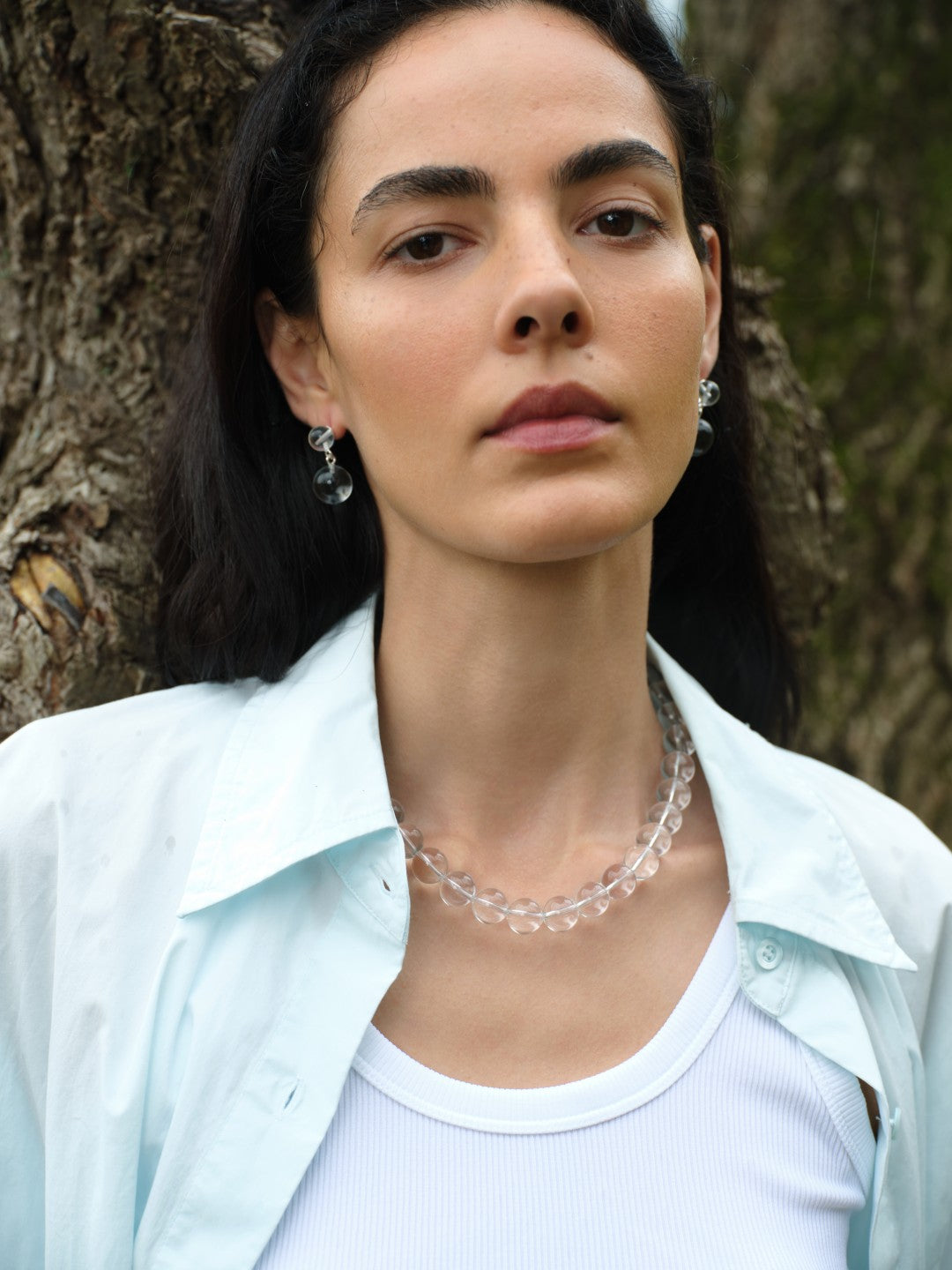 Lily Dew White Crystal Beaded Necklace gembea jewelry